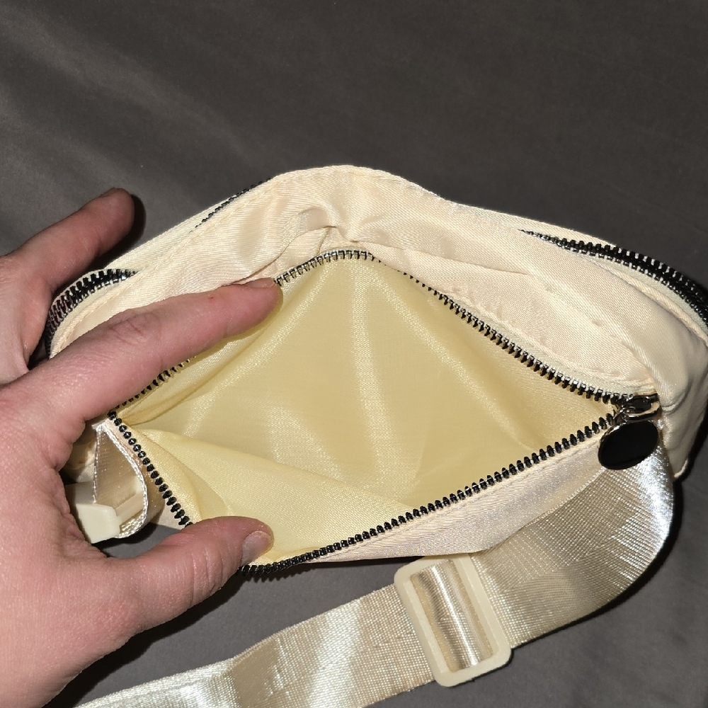 M Letter M Stylish Cream Crossbody Bag with Sunflower Accent Belt Bag 2 Pockets - Picture 5 of 7